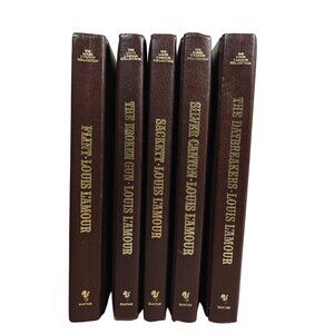 Louis LAmour Leatherette Hardcover Book Collection Set Of 5 Bantam Books Vintage